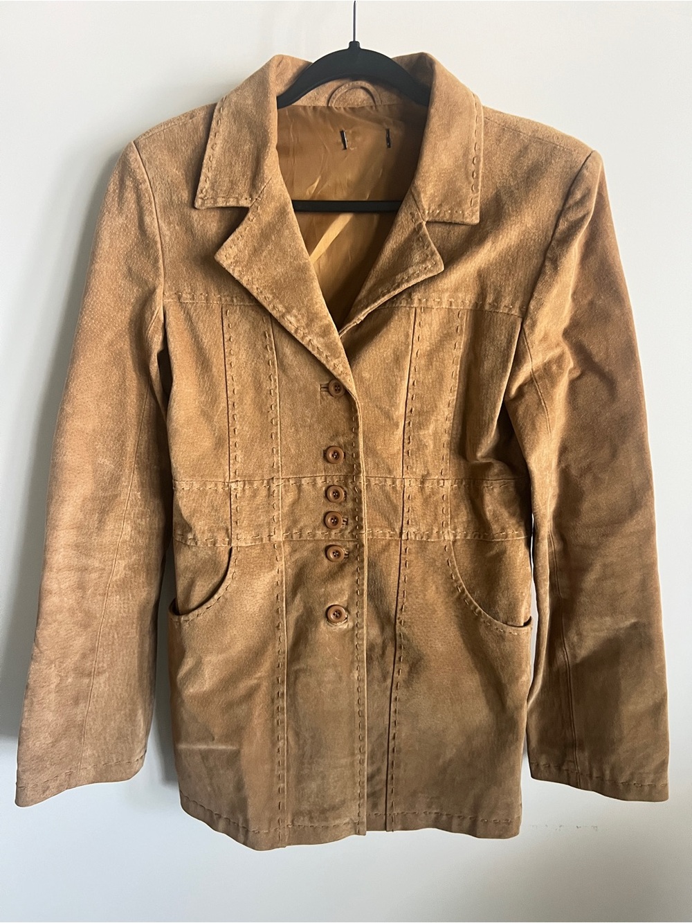 Vintage Women's Tan Suede Button-Front Jacket